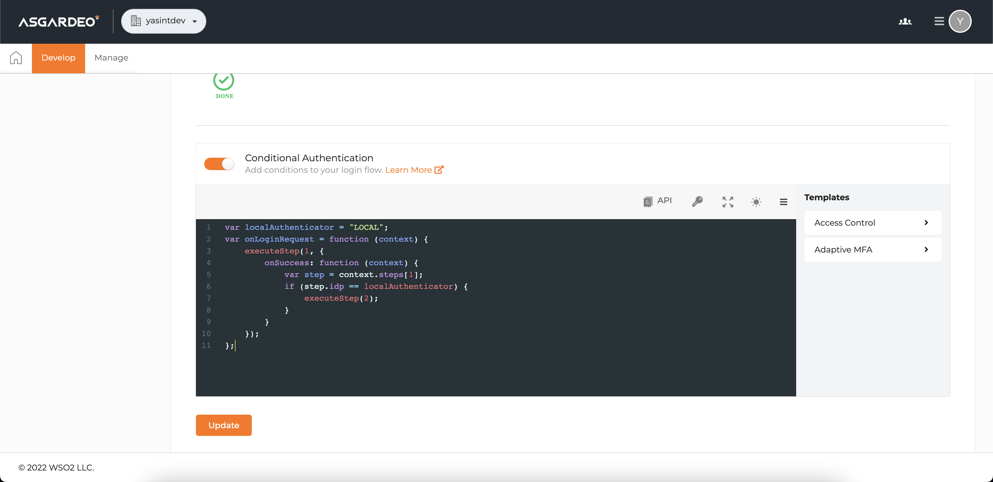 Adaptive authentication script location